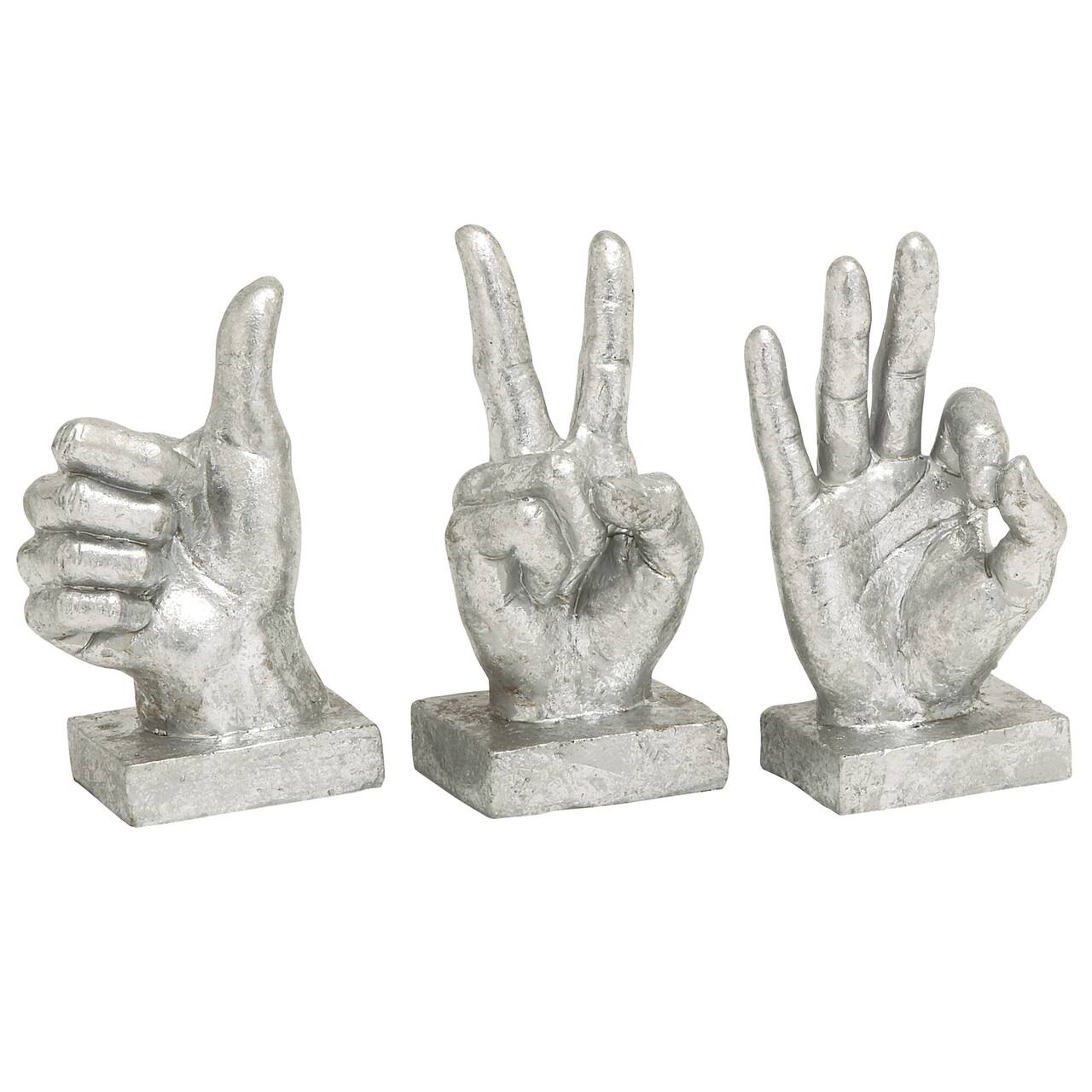 CosmoLiving by Cosmopolitan Silver Hand Sculpture Set